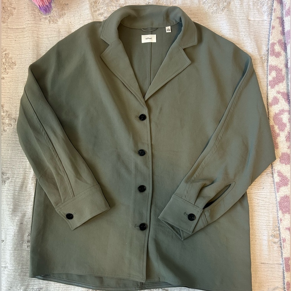 Aritzia Olive Green Button-Front Top